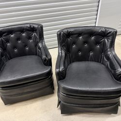 Set of 2 Matching Black Tufted Club Chairs – $100 for the pair OBO