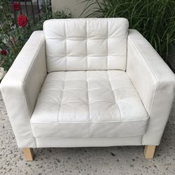 Large White Leather Armchair