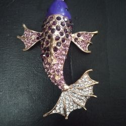 Large Rhinestone Koi Pendant And Chain