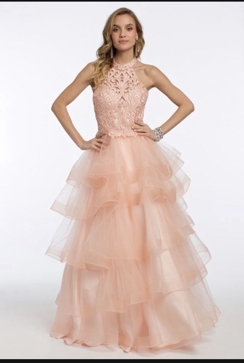 CAMILLE LA VIE Size 2 blush peach tulle quinceanera dress sweet 16 gown 