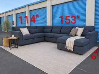 Macy's Blue U Shaped Sectional Couch Sofa