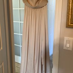 Vera Wang Bone Colored Strapless Maxi Dress Size 4