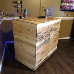 BAR. Handcrafted Wood Bar With Opening For Kegerator 