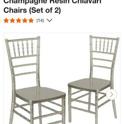 Carnegy Avenue
Champagne Resin Chiavari Chairs Set of 12 NEW with black covers party wedding events birthdays 
Quinceañera graduation
SET OF 12 NEW 
5