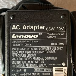Lenovo AC Laptop Power Adapter 65W 20V Round barrel connector  Cash Only 