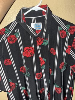 Really Cool! Red Flowers Roses Black And White Classic Button Up Shirt