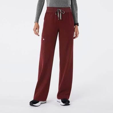 Burgundy High Waisted Isabel Wide Leg - Scrub