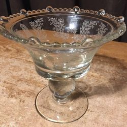 Depression Glass Paden City Gazebo Etched Footed Candy Dish 6.25"