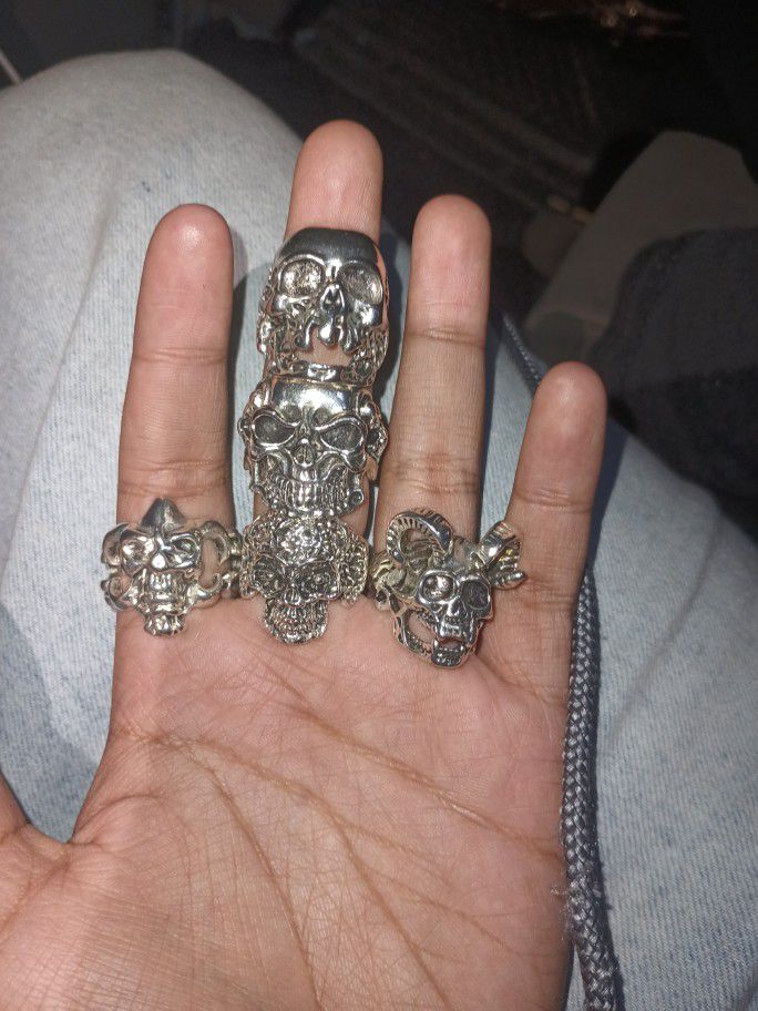 Not Real Silver Rings  Skeleton Head Rings