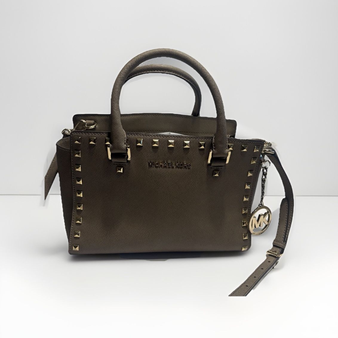 Michael Kors Crossbody Tote Bag Tan with Gold