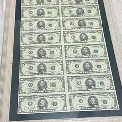I am selling a painting with five dollar bills glued from the factory from the year 1995, they are all from the same collection year, I am asking for 