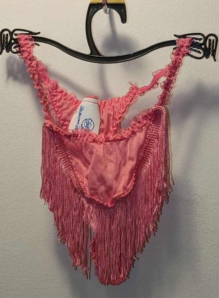 New, Pink, Fringe Accent,  Bikini Thong