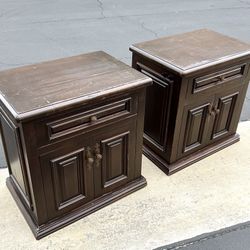 Pair Rustic Spanish Colonial Nightstands Cabinet / Side Tables