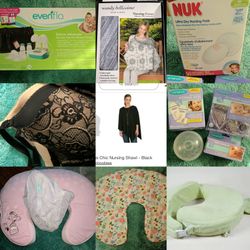 Lots of breastfeeding baby stuff
