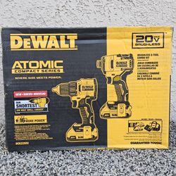 Dewalt ATOMIC 20-Volt MAX Lithium-Ion Cordless Combo Kit (2-Tool) with (2) 2.0Ah Batteries, Charger and Bag Brand New 