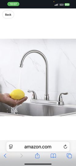 Brushed Nickel Kitchen Sink Faucet, 2 Handle 3 Hole Kitchen Faucet Without Sprayer, High Arc Swivel Spout K10