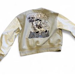 Off White R-E-P Perfect Condition! Men Lettermen Jacket Cream And Tan