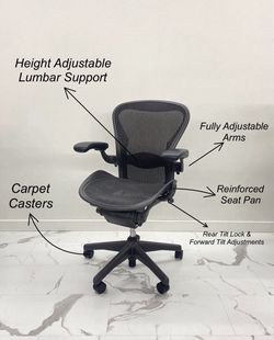 HERMAN MILLER CLASSIC AERON CHAIRS SIZE B FULLY LOADED $450 EACH DELIVERY AVAILABLE