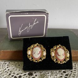 Vintage Kenneth Jay Lanr KJL by Avon Cameo Clip on Earrings