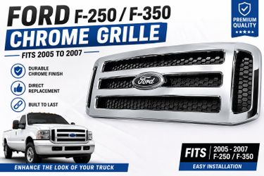 Ford F250 F350 Grille and Emblem NEW IN BOX Fits 2005 to 2007 and 2005 Ford Excursion