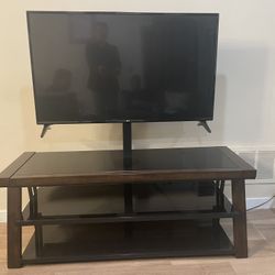 Wood/Glass TV Stand (LG TV And Controller Included) 