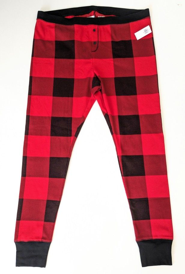 Old Navy Womens Size XL Red Buffalo Thermal Knit Leggings Pajama Pants NEW