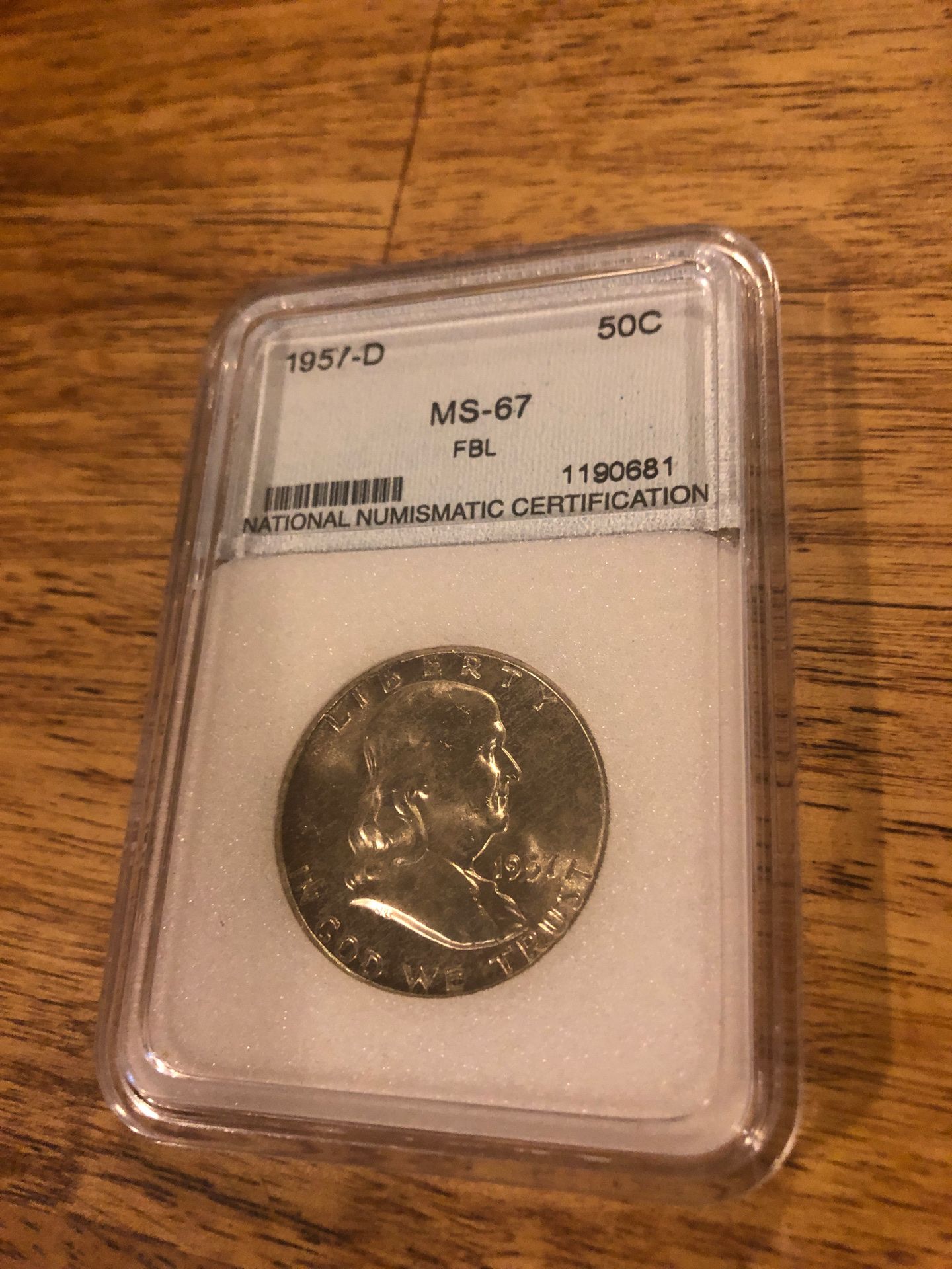 1957-D Graded Solver Franklin 1/2 Dollar