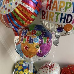 9 Helium Birthday Balloons Plus More