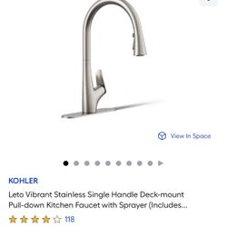KOHLER Leto Vibrant Stainless Single Handle Deck-mount Pull-down Kitchen Faucet with Sprayer (Includes...