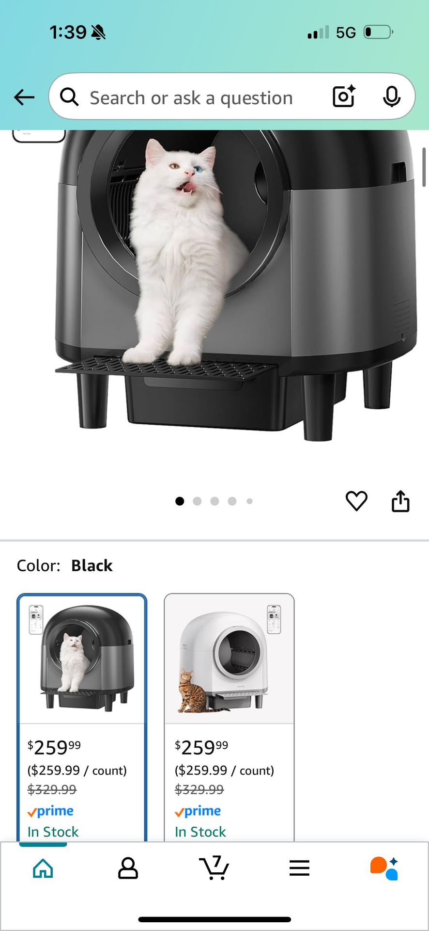 Automatic Cat Litter Box Self Cleaning,Smart Litter Box with 10 Safety Sensor Radars,100L Electric C