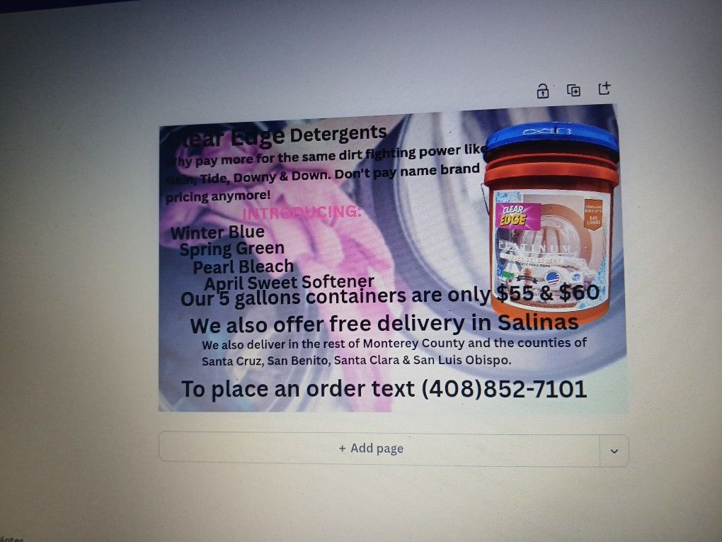 Clear Edge Detergent 5 Gallons Container 