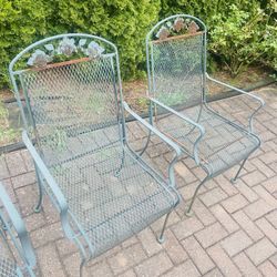 Heavy-Duty Patio Chairs – Vintage Floral Wrought Iron Set