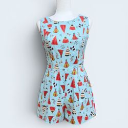 Unique Vintage Eva Rose Tipi Print Romper, Size S, MSRP $98
