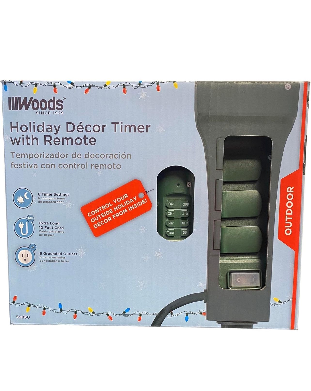 Enhance your holiday decorations with the Holiday Décor Timer. This green timer comes with a convenient remote control, making it easy to manage your 