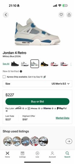 Jordan 4 Military Blue 8.5