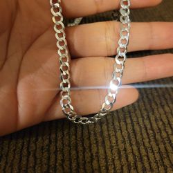 Italy 925 Solid Sterling Silver Diamond Cut Reversible 2-in-1 Cuban Link Chain for Men Women 22" Plata Italiana 925 Cadena Cubana 22" Unisex