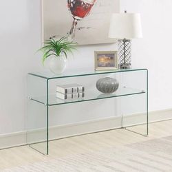 Clear All Glass Console Table With Shelves! Lowest Prices Ever!