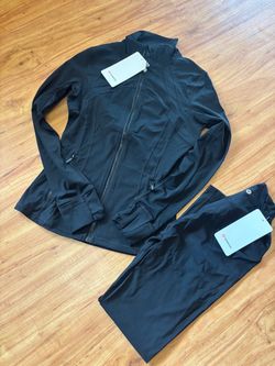 Lululemon Black Zip-Up Jacket and Pants Set