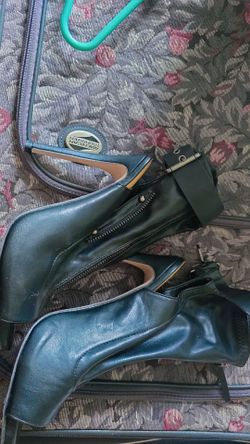 Leather peep toe booties