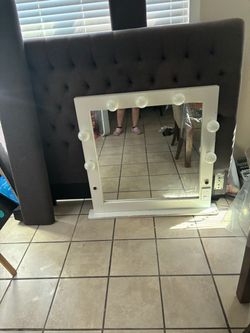 Vanity mirror and bed frame