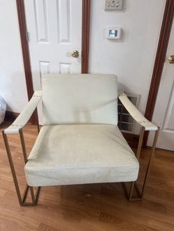 Modern Cream Ostrich Accent Chair - Brass Frame
