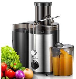 Qcen Juicer Machine, 500W Centrifugal Juicer Extractor with Wide Mouth 3” Feed Chute for Fruit Vegetable, Easy to Clean, Stainless Steel, BPA-free (Bl