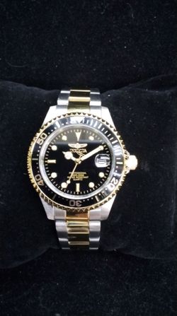 Invicta Men's Watch Pro Diver Black Dial Silver and Yellow Gold Bracelet 8934OB