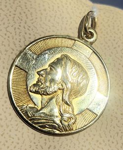 14kt Gold Anchor pendant Italian Religious Dio Ti Protegga