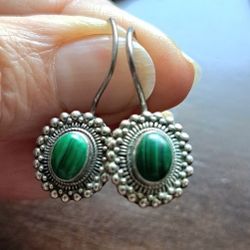 Sterling Silver Malachite Earrings