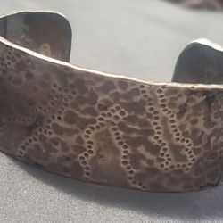 Heavy Hammered Vintage Sterling Silver Cuff Bracelet