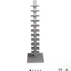 11 shelf Metal Spine Book Tower Bookshelf , Silver 