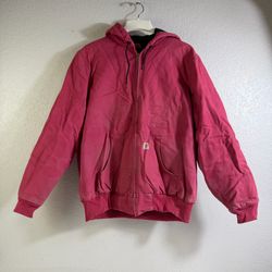 Vintage Carhartt WJ130 624 Women’s Pink Workwear Jacket Quilt Lined Size Large L