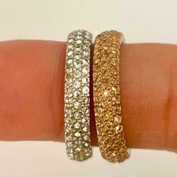 High-quality zircon 2 pave stacked bands size 5.5