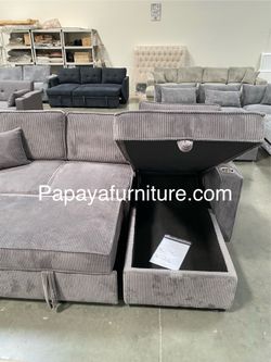 New 89” Sectional Sofa Bed, Sleeper Sofa, Reversible Chaise Sectional Couch, Sofa, Couch, Grey Couch, Gray Sectional, Sleeper Sofa,Pull-out Sofabed .